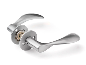 LEVER HANDLE AJ111 - Stainless steel door handle on rose _ d line